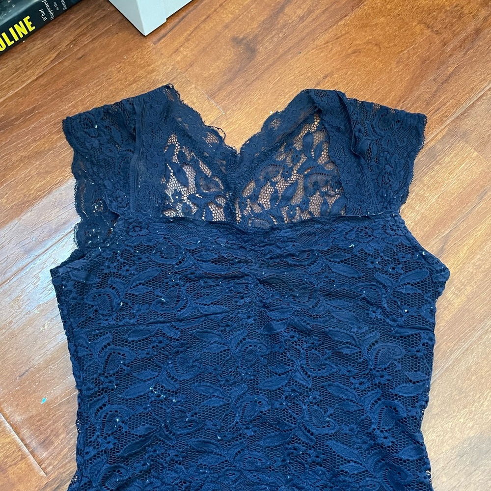 SHEIN Navy Lace Top